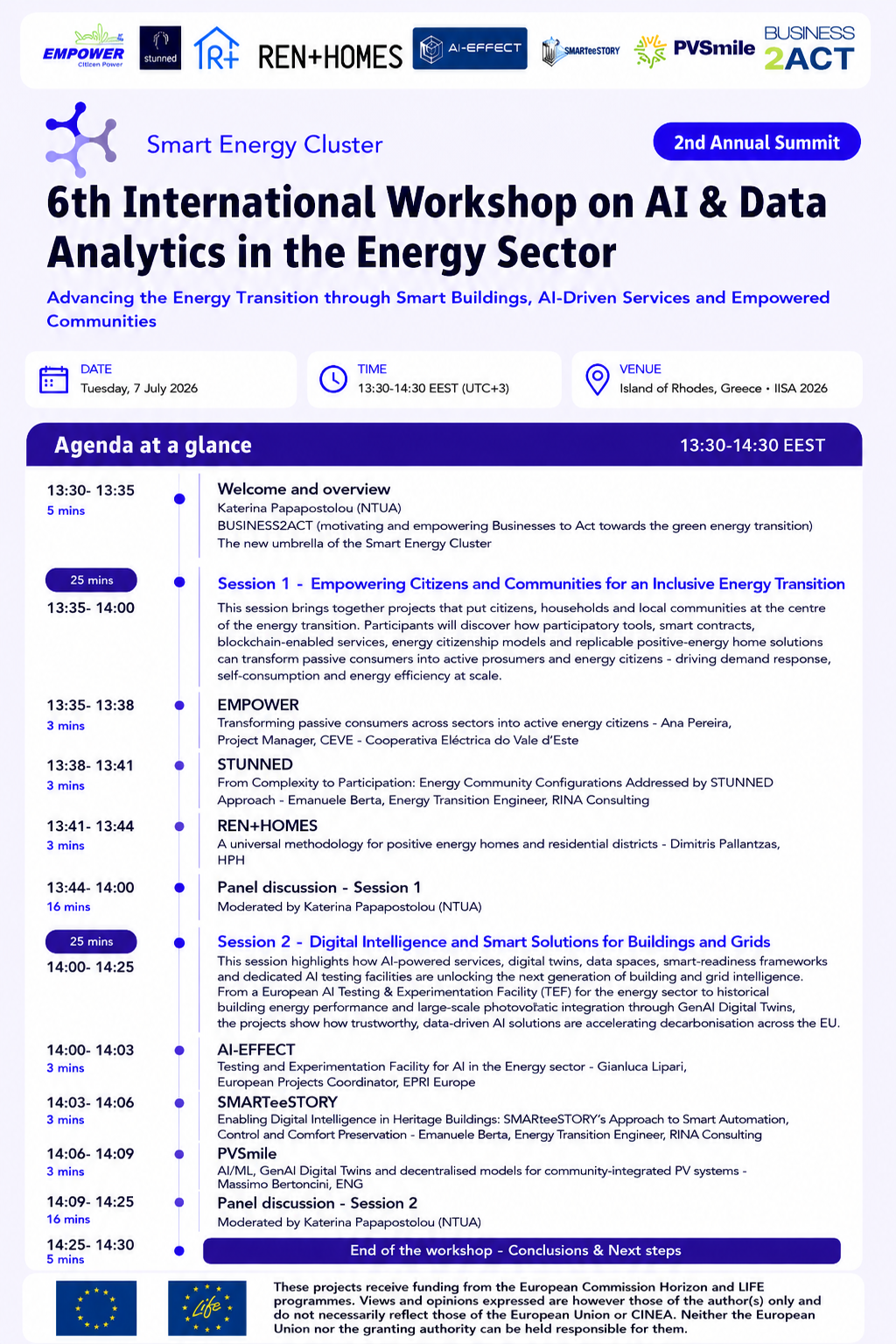 Sixth International Workshop on AI and Data Analytics in the Energy Sector programme. A text version follows.